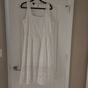 Talbots White Dress with Eyelet Design